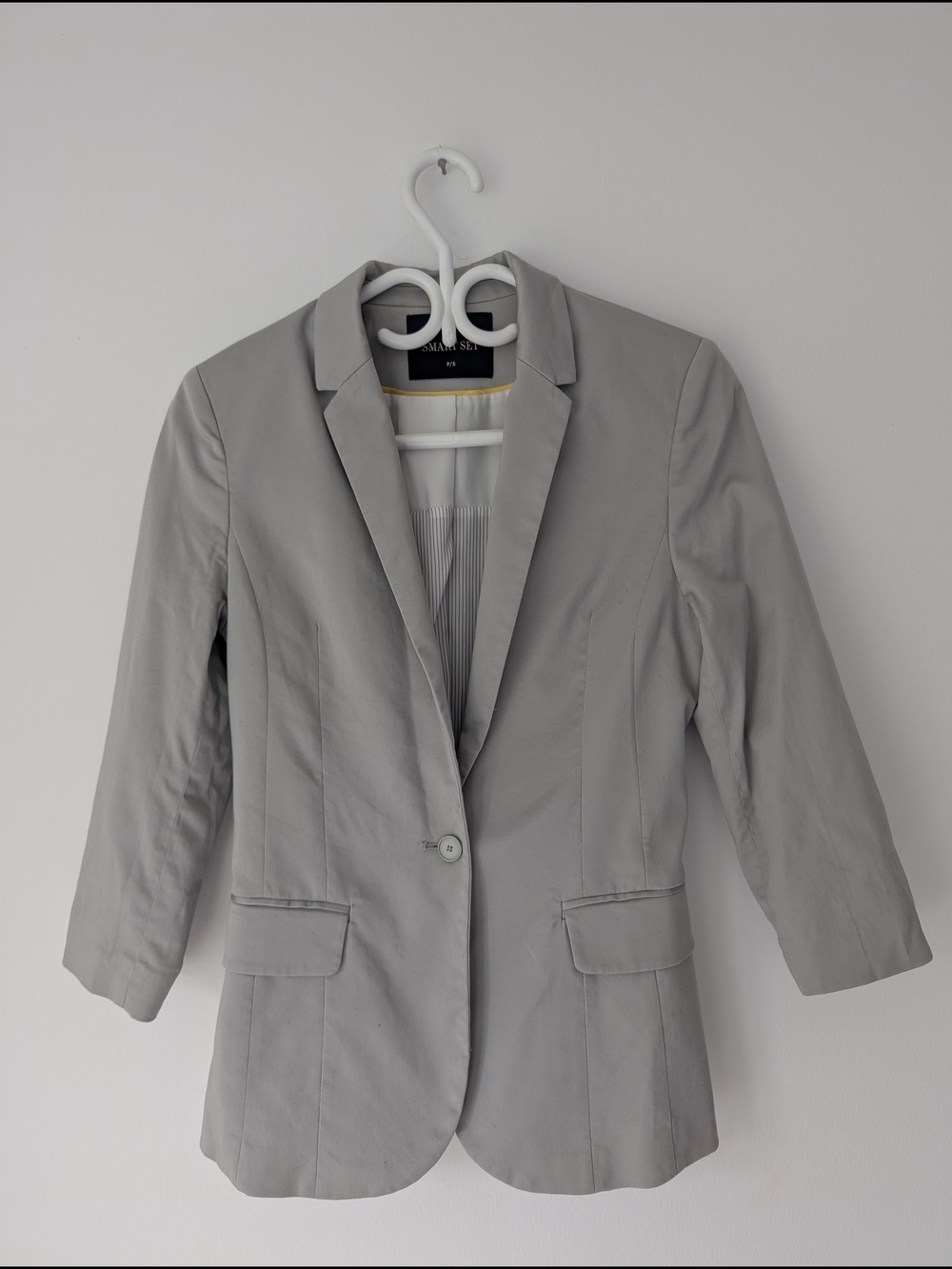 Smart Set - Tailored Blazer Jacket Single Button Corporate Girlie Grey Sz S